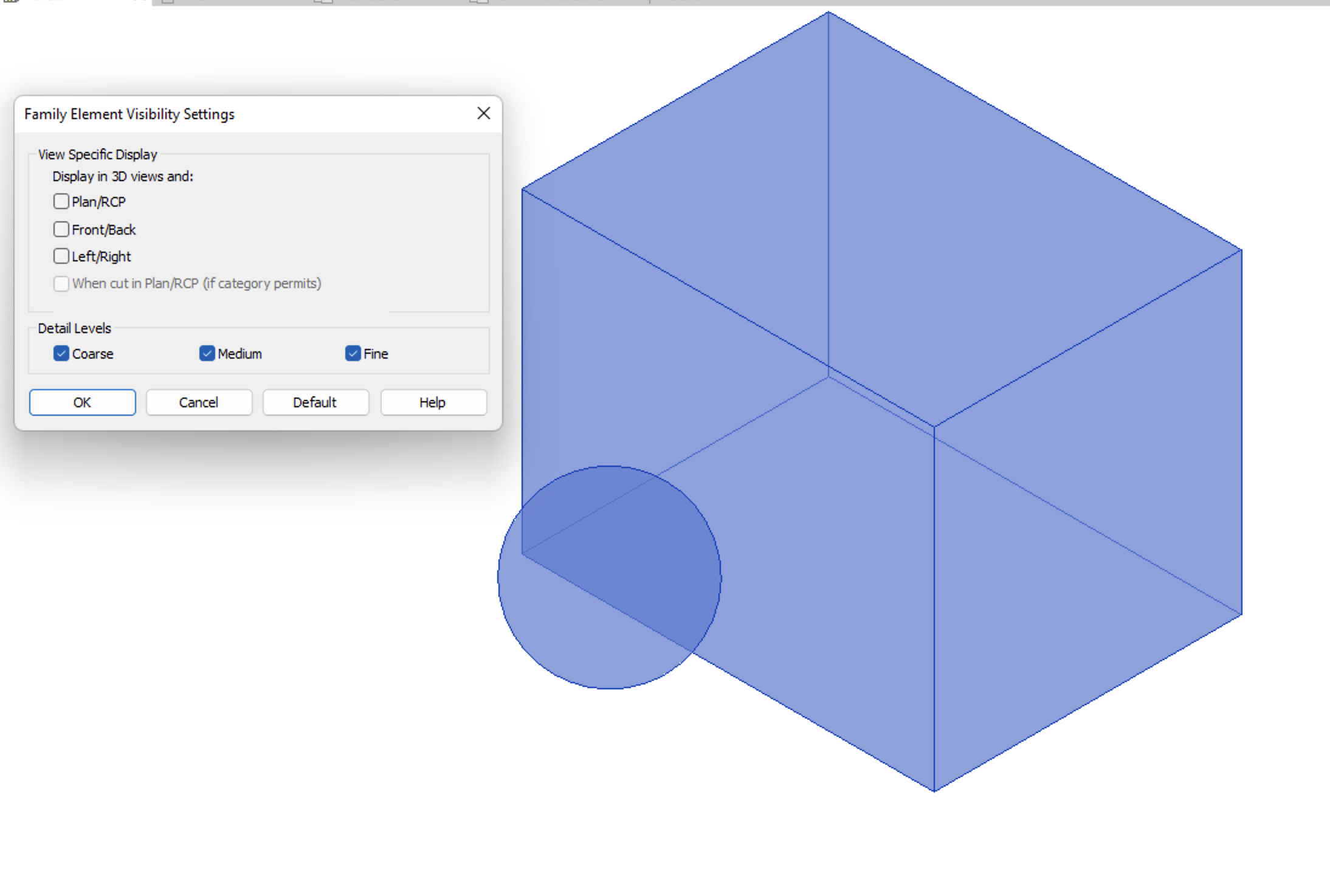 Revit family showing 3D geometry only visible in 3D views